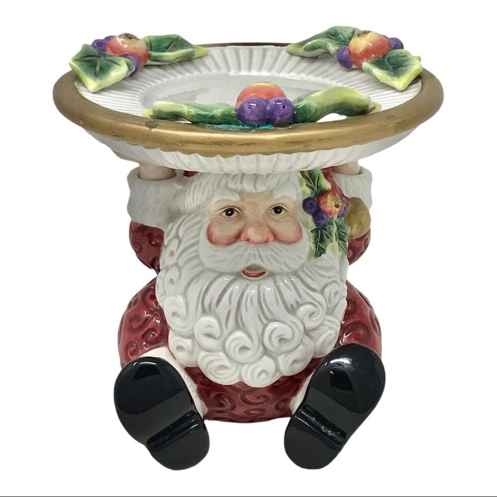 Fitz & Floyd Santa Claus Ceramic Candy Dish or Candle Holder